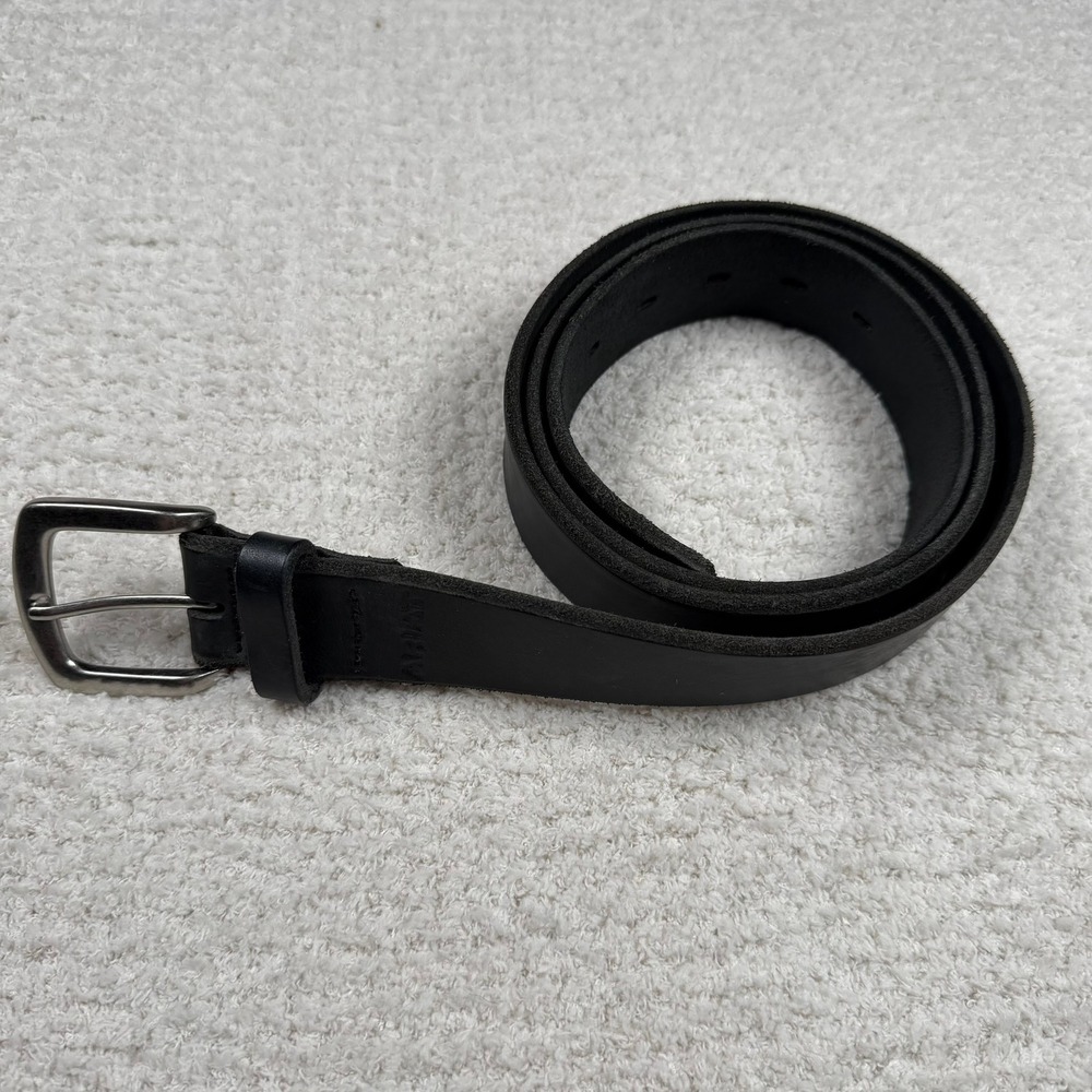 ARIAT Mens Genuine Leather Black Belt Silver Buckle Size 44 Rugged‎ Cowboy Work